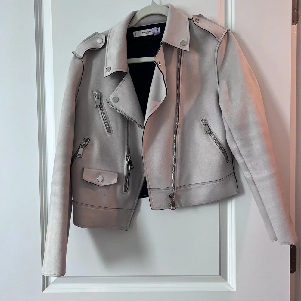 Mango suede beige jacket with pockets and zipper - Picture 1 of 6